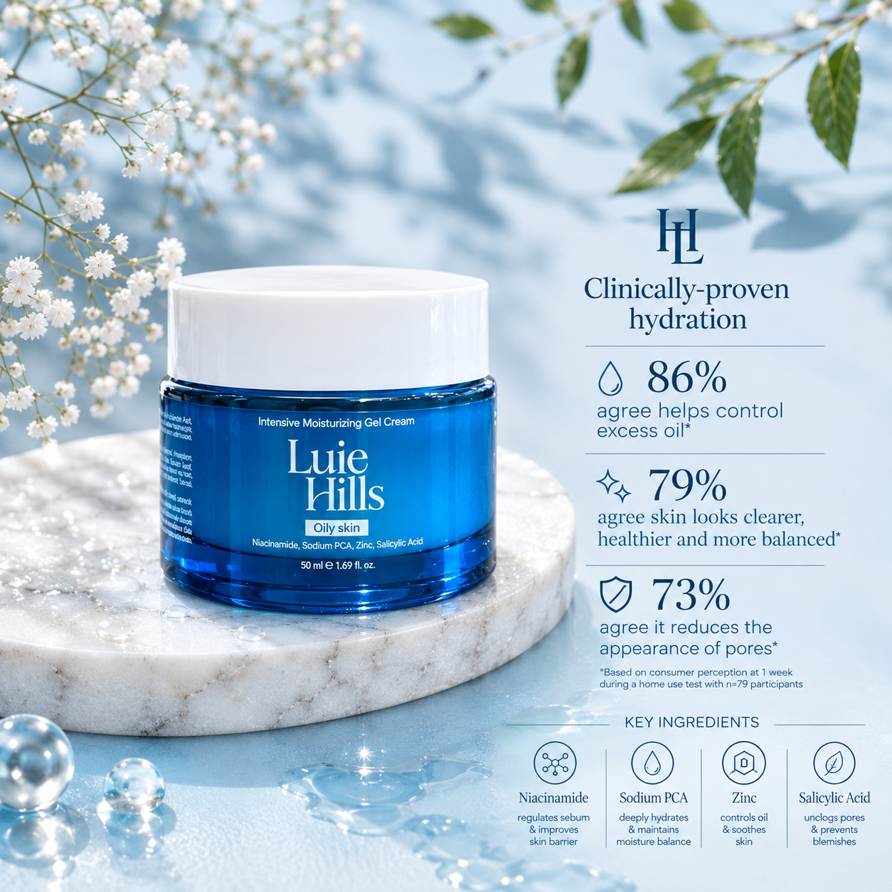 Luie Hills Yağlı Ciltler için Jel Krem